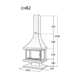 Cheminée Frontale Avec Porte + Base Et Foyer Réfractaire Ch82 -  Anthracite