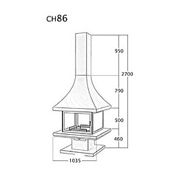 Cheminée Centrale Avec Porte + Base Et Foyer Acier Ch86 -  Anthracite