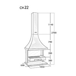 Cheminée Frontale Sans Porte + Base Et Foyer Réfractaire Ch22 - Anthracite