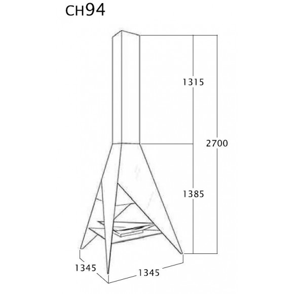 Cheminée Centrale Anthracite Sans Porte + Base Et Foyer Acier Ch94