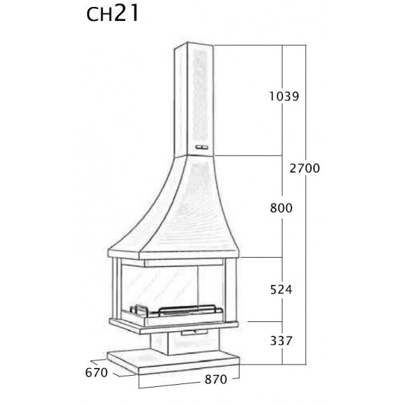 Cheminée De Coin Droit Anthracite Sans Porte + Base Et Foyer Réfractaire Ch21