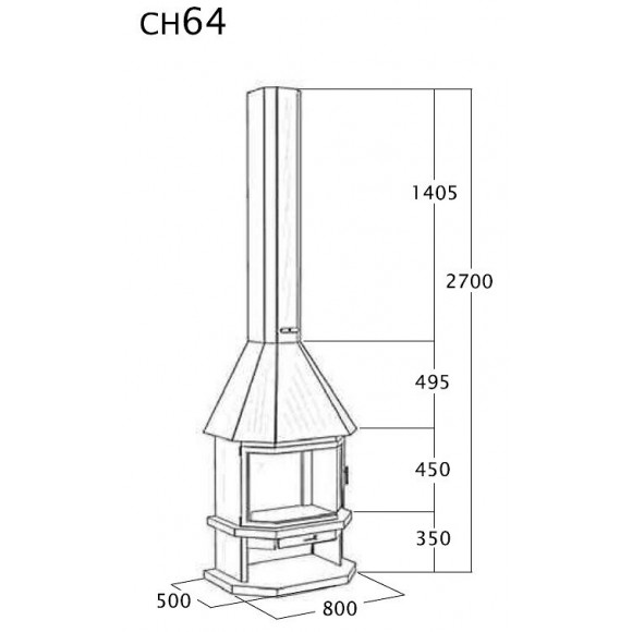 Cheminée Frontale Avec Porte + Base Et Foyer Réfractaire Ch64 -  Anthracite