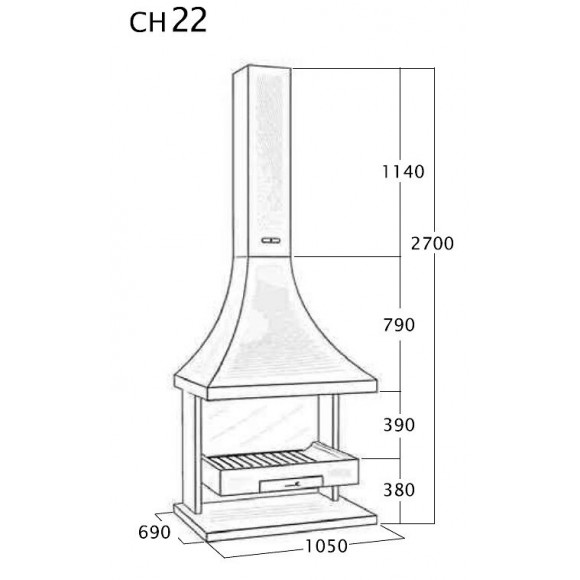 Cheminée Frontale Sans Porte + Base Et Foyer Réfractaire Ch22 - Anthracite