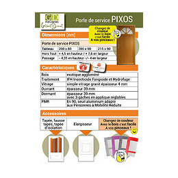 Porte De Service En Bois   Modele 'pixos' 200x90 Poussant Gauche (cotes Tableau)