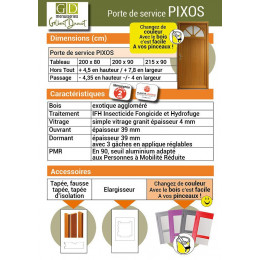 Porte De Service En Bois   Modele 'pixos' 200x90 Poussant Gauche (cotes Tableau)