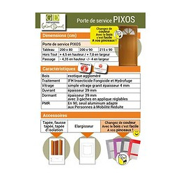 Porte De Service En Bois   Modele 'pixos' 215x90 Poussant Droite (cotes Tableau)