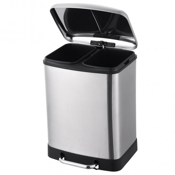 Poubelle Tri Sélectif Greenwich Argent Inox 24l
