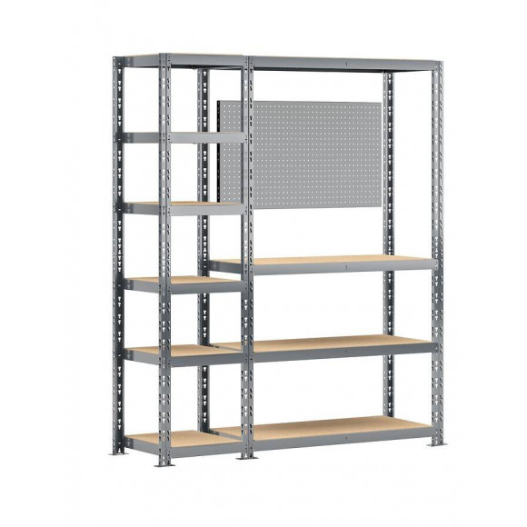 Concept Rangement De Garage + Établi - Longueur 150 Cm - 10 Plateaux