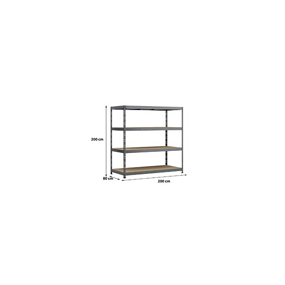 Etagère Rack Charge Lourde - 4 Plateaux - 220 X 80 Cm