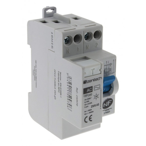 Interrupteur Différentiel 25/2 30ma Type Ac Nf - Zenitech