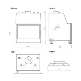 Pack Insert Chaudière À Bois Gris Acier C-680h + Cadre Quadro 40mm Verre Cristal Noir
