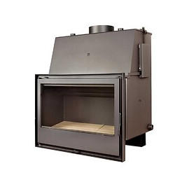 Pack Insert Chaudière À Bois Gris Acier C-670h + Cadre Quadro 40mm Verre Cristal Noir