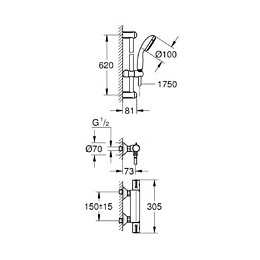 Mitigeur Thermostatique 1/2 Grohtherm 800 Avec Ensemble De Douche 2 Jets