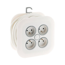 Enrouleur Domestique 4x 16a 2p+t À Fiche Extraplate 3g1mm² - 7m Blanc - Zenitech