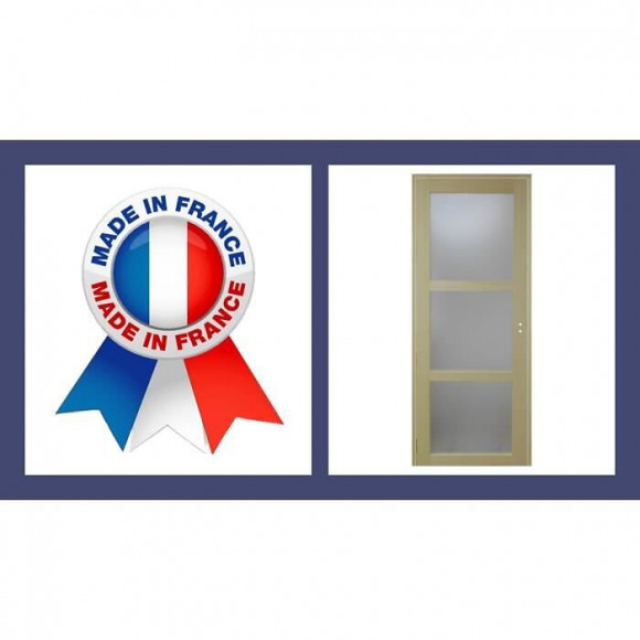 Bloc Porte 3 Carreaux Placage Ayous 83 Poussant Gauche   Fabrique Et Envoye Depuis La France