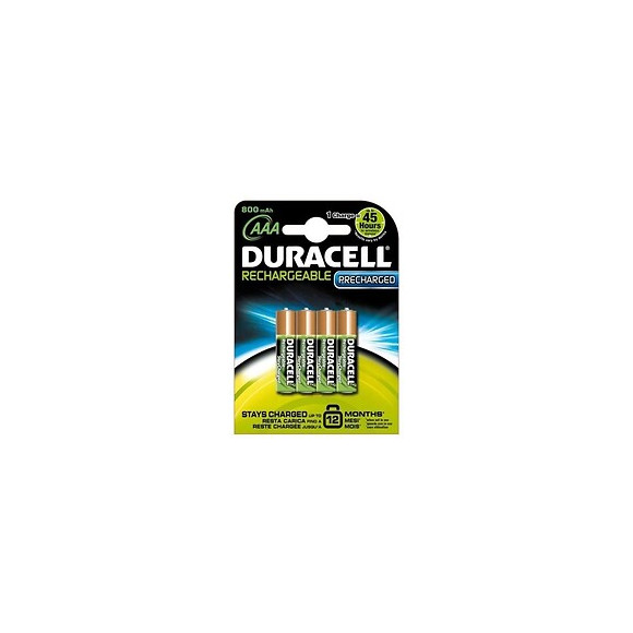 Piles Rechargeables Blister 4 * Lr03 - Aaa - 1000 Mah - Prêtes À L'empl Duracell - Hr03b4
