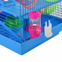 Cage Pour Hamster Souris Petit Animaux Rongeur Avec Tunnel Mangeoire Roue Jouet 47 X 30 X 59 Cm Cm Bleu