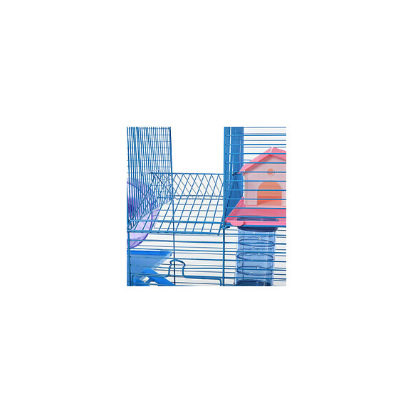 Cage Pour Hamster Souris Petit Animaux Rongeur Avec Tunnel Mangeoire Roue Jouet 47 X 30 X 59 Cm Cm Bleu