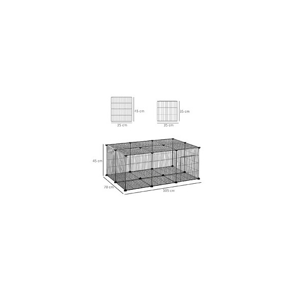 Cage Parc Enclos Rongeurs Modulable Dim. L 105 X L 70 X H 45 Cm 1 Porte Fil Métallique Noir