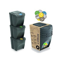 Poubelles Conteneurs Mixtes Tri Sélectif  3x25l Compartiments Gris