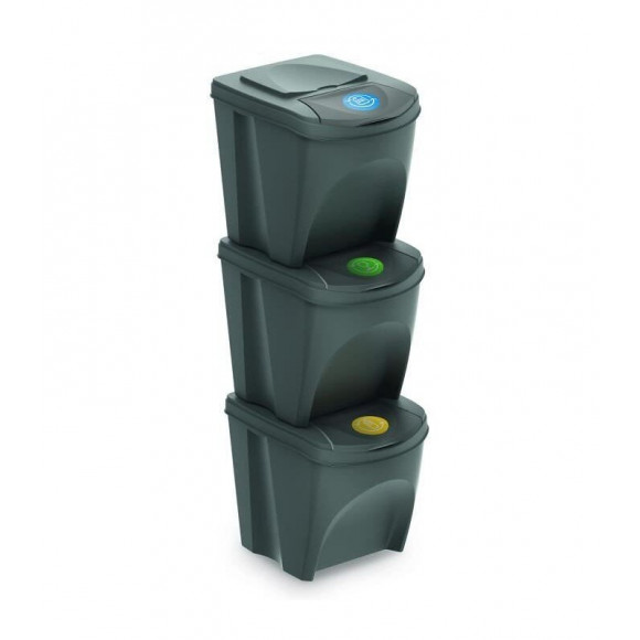 Poubelles Conteneurs Mixtes Tri Sélectif  3x25l Compartiments Gris
