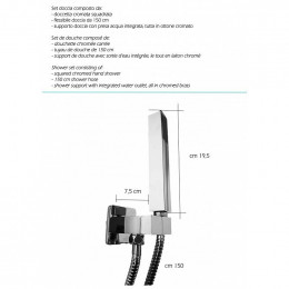 Ensemble Douchette Avec Prise D'eau Carréé, En Laiton Chromé