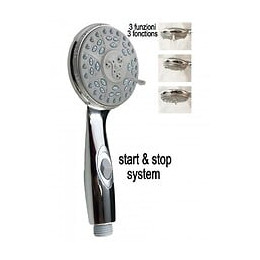 Pommeau De Douche Chromé Avec Bouton Stop Douchette À Main 3 Jets Au Choix Pomme De Douche Picots Anticalcaire Type Universel